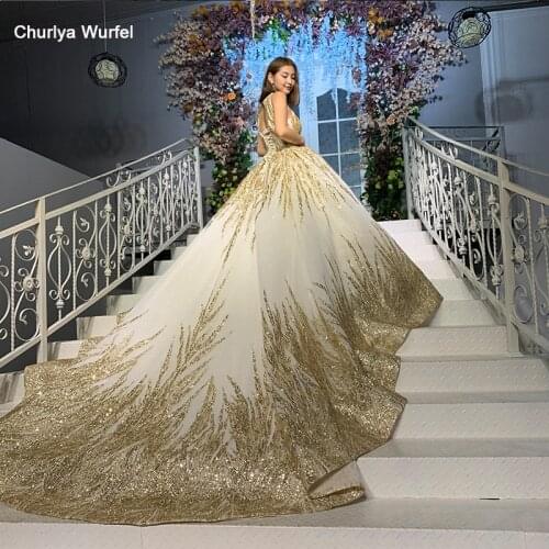 HTL927 african gold wedding dresses halter detachable high shoulder chain shiny bead for bride bestidos свабедное платье