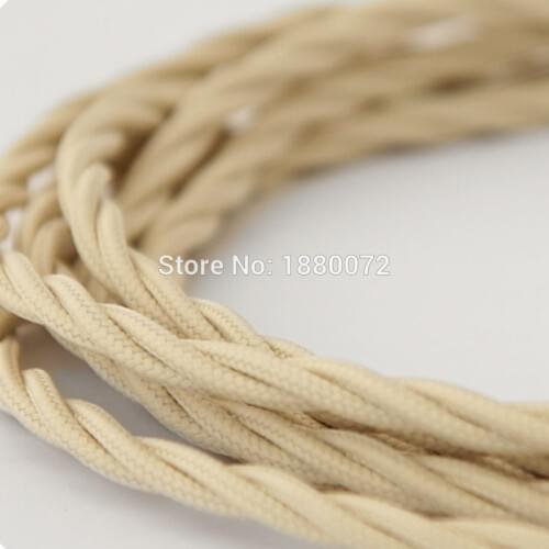 2*0.75mm Ivory White vintage Fabric Covered Braided Cable retro textile cotton twisted lamp wire