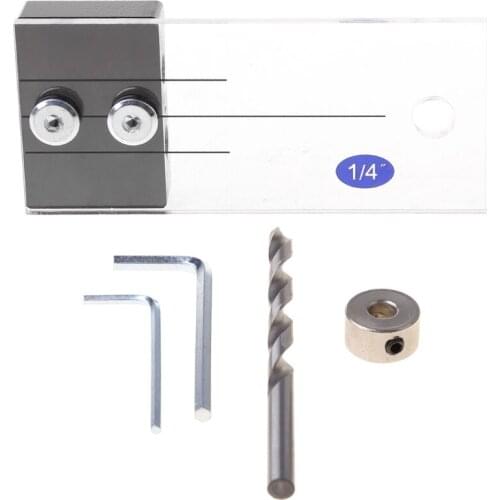 Dowel Jig Acrylic Hardened Steel Pocket Hole Jig 1/4 Inch Vertical Drill Guide Hole Locator for Woodworking Tools