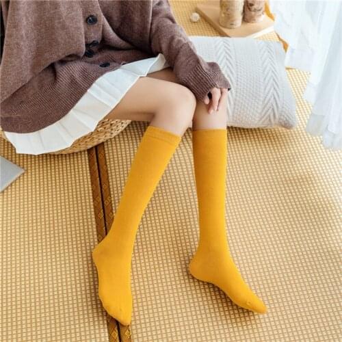Korea Style Women Long Socks Casual Warm Solid Color Sock Ladies Winter Gift Breathable School Girl Socks