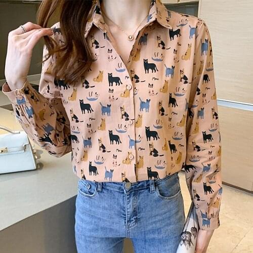 Fashion print ladies shirts Womens Blouses 2021 Spring Autumn Long Sleeve Shirts Tops Blusas Mujer