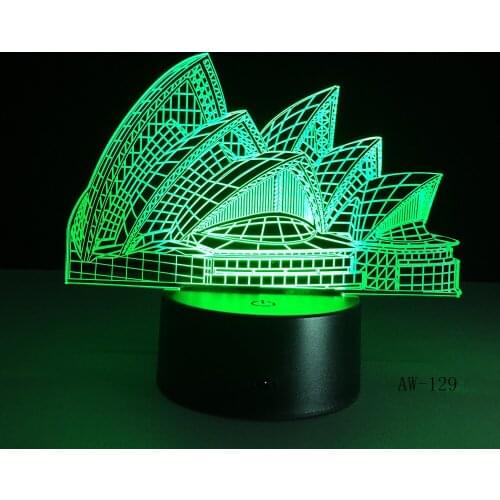 Fashion Night Light Romantic Sydney Opera House USB Touch 7 Color Change Lamp luminaria 3D LED Office Party Decor Light 129