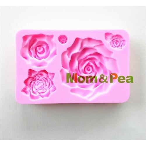 Mom&Pea 0940 Free Shipping Rose Shaped Silicone Mold Cake Decoration Fondant Cake 3D Mold Food Grade