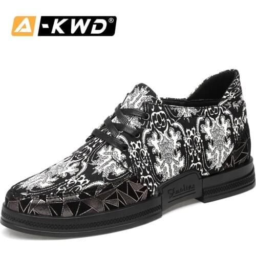 Fashion Shoes 2019 Black White Printing Designer Trainers Retro Mens Shoes Height Increase 6/8/10 CM Alzas Para Zapatos Snekers