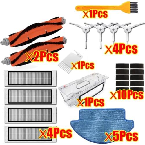 For Xiaomi mijia Robot Vacuum Cleaner Spare Parts Kits dust box Mop Cloths Wet Mopping filter Side Brush Roll Brush Water Tank