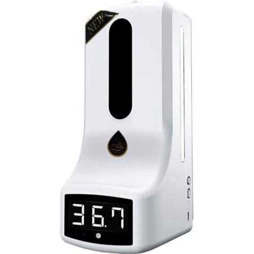 Wall-Mounted Thermometer with Hand Dispenser, K9 Automatic Temperature Measurement, with Alarm, for in Offices Schools