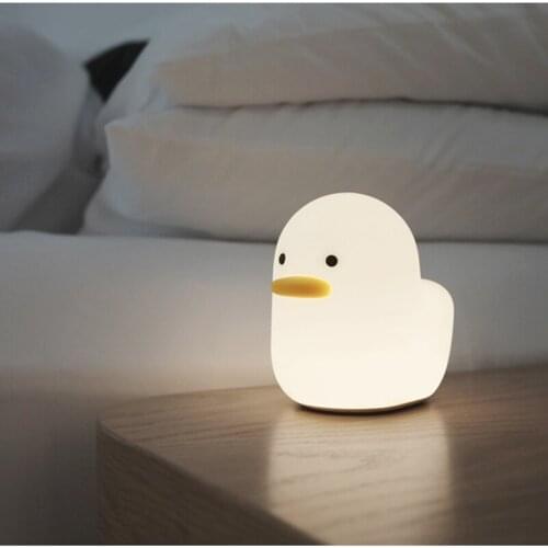 Lovely duck night light built-in battery touch switch night light decoration lamp soft silicon gel duck lamp