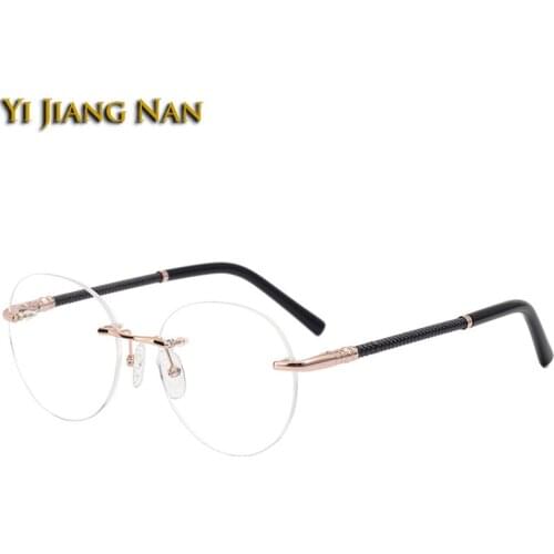 Women Pure Titanium Round Legs Optical Rimless Eyewear Lightweight Flexible Prescription Glasses Frame Men Eyeglasses Spectacle