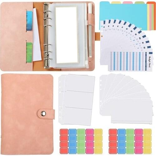 Binder Pockets A6 with Binder Cover, Budget Binder with Cash Envelopes Colorful Separator Label Budget Sheets
