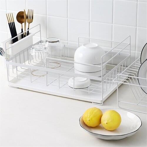 Portable Bowl Dish Rack Drainer Kitchen Storage Holder with Bucket Tableware Plate Drying Rack Home Shelf Dinnerware Organizer