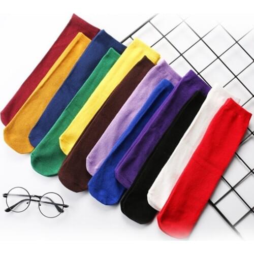 Casual Cotton Plain Socks Women Kawaii Socks Meias Korean Harajuku Solid Color Uniforms Accessories Pile Heap Funny Socks Meias