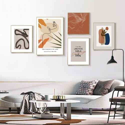 Simple Nordic Morandi color abstract line character beauty living room porch murals poster print picture decorative painting