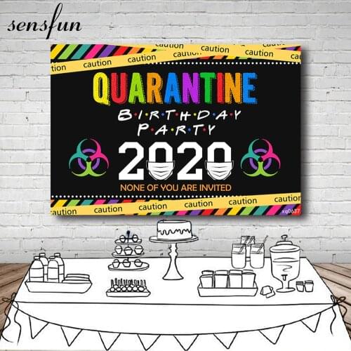 Sensfun Black Yellow Colorful Quarantine Party Backdrops For Photo Studio Kids Adult Birthday Party Photography Backgrounds