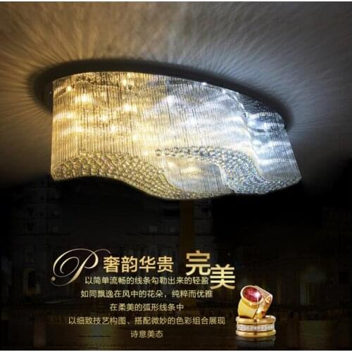 Modern minimalist led living room ceiling lamp oval large hotel engineering lamp luxury bedroom crystal lamp restaurant lamp