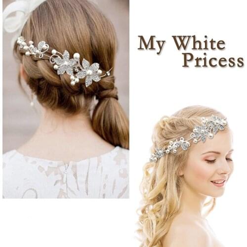 Wedding Hair Accessories Clips Romantic Crystal Pearl Flower HairPin Tiara Bridal Crown Hair Pins Bride Hair Jewelry