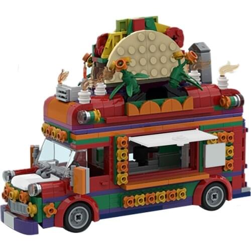 Taco Truck Expert Famous Car Sports Farm Miro Vehicle Building Blocks Model Modular Bricks Technical Boys Toys