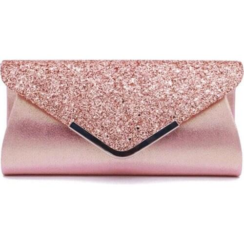 Women Clutch Glitter Sequins Evening Party Handbag Portable Black Gold Silver Pink Wedding Clutch Purse Envelope Clutch