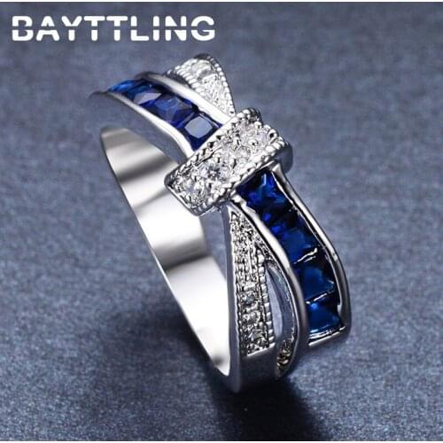 BAYTTLING Blue Zircon 925 Sterling Silver Ring 6#7#8#9#10# Ring For Woman Fashion Wedding Party Jewelry Gift