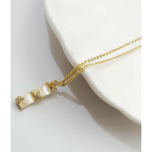 100% 925 Sterling Silver Pendant Necklace Bamboo Shape For Women Wedding Party Fine Jewelry Wholesale