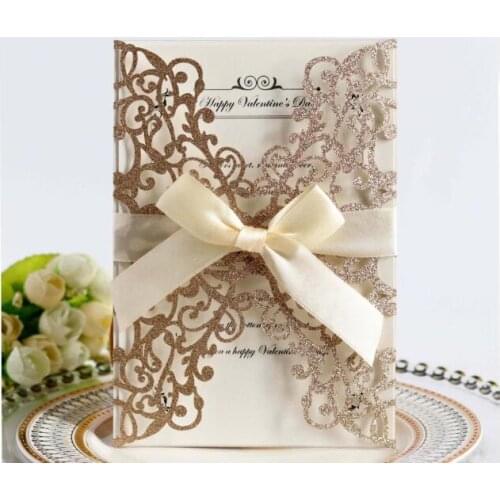 100SET/LOT Glitter Luxury Wedding Invitation Card Can Customized Design