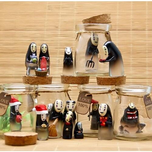 26style Anime Spirited Away Glass No Face Man Ecological Wishing Drifting Bottle Landscape Action Figure Creative Mini Toy Doll