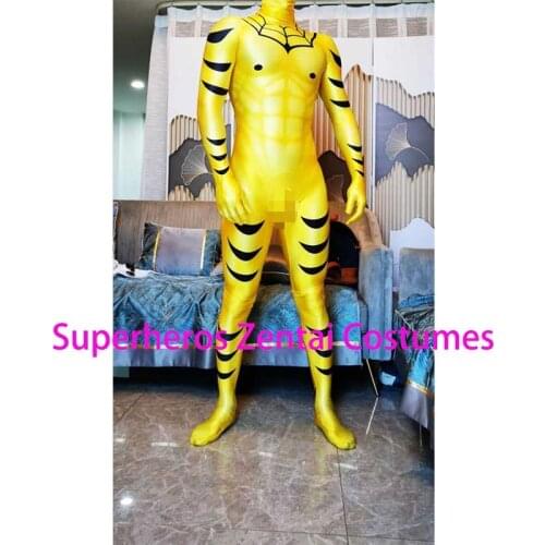 3D Printed High Quality Super Hero Cosplay Costumes Yellow Superhero Zentai Catsuit Men Boys Halloween Bodysuit