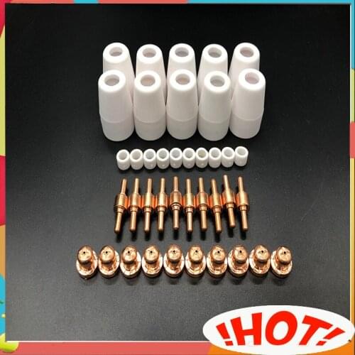 40pcs Plasma Cutting Torch Consumable Cutting Shield Cup Swirl Baffle 40A PT31 Plasma Torch Tip Electrode Nozzle