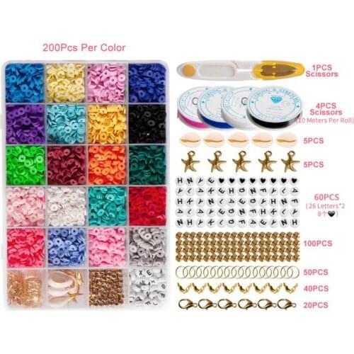 4000Pcs Disk Loose Spacer Mixed Cowrie Shell Beads Star Pendant DIY handmade Jewelry Accessory set 6mm Polymer Clay Loose Beads