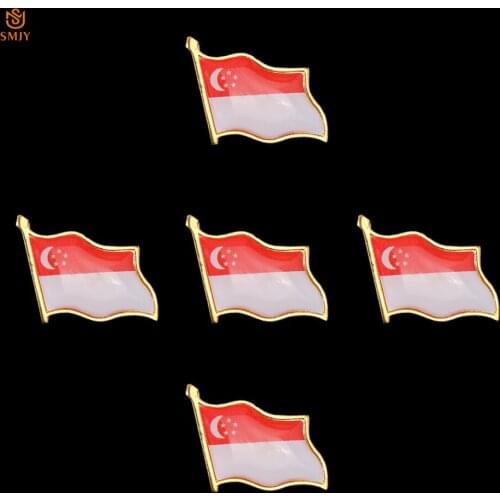 5PCS 2019 Singapore Xingyue Flag Tie Backpack Safety Buckle Men/Women Lapel Brooch Pin Asian Metal Magnetic Commemorative Badge