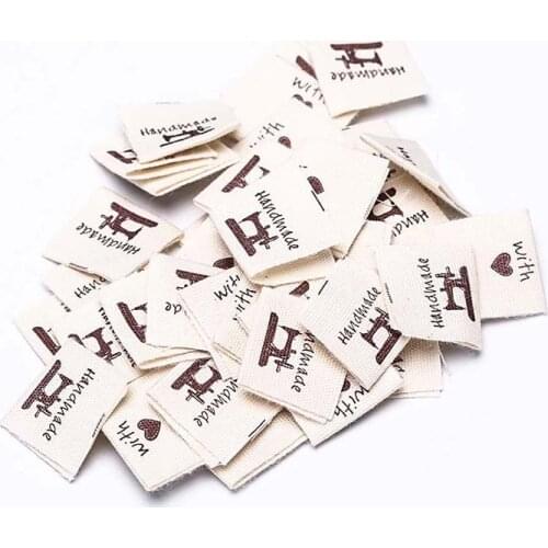50Pcs Washable Cotton Clothing Labels Cotton tape printing Handmade Embossed Tags DIY Flag Labels For Garment Sewing Accessories