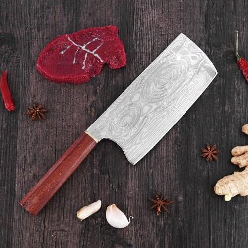 7" Inch Stainless Steel Chopping Knife Ultra Sharp Slicing Cleaver Kitchen Knife Damascus Laser Blade Chopper Cooking Slicer