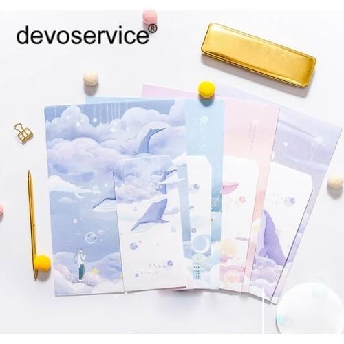 9Pcs/Set 3 Envelops+6 Writting Paper Envelope Letter Writing Paper Letter Sets for Postcard Kids Gift School Stationer Supplies