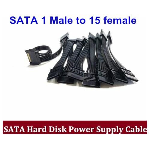 PC Server SATA 1 to 10/12/15 SATA 15pin Adapter PCI-E Express Riser Card Splitter Power Cable Cord 18AWG for HDD SSD