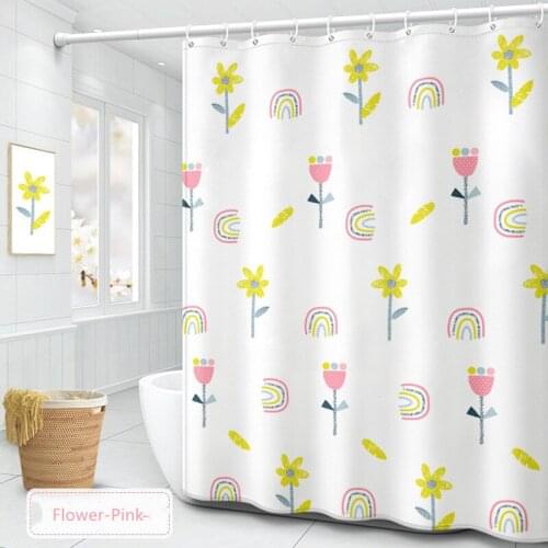 American Cartoon Fruits Flowers Shower Curtain Household Thickened Polyester Bath Cloth Bathroom Partition Decorative Curtains