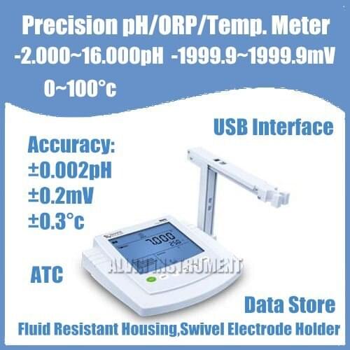 Free Shipping Benchtop Precision pH ORP Temperature Meter Tester Accuracy:0.002pH;0.2mV; with ORP electrode USB Interface