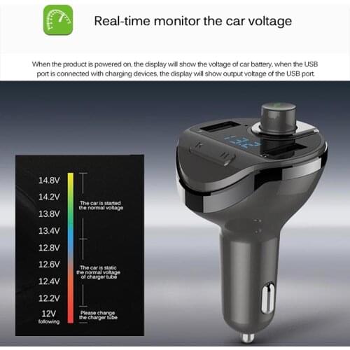 T20 Bluetooth Music Player FM Transmitter Modulator Car Kit with 2.1A USB Car Charger Support U Disk/TF Card Music Play