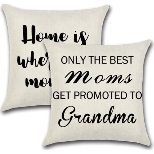 Pillow Case Black Letter Proverbs Mothers' Day Decoration Cushion Cover Best Mom Print Pillow Cover Home Decor 45*45cm
