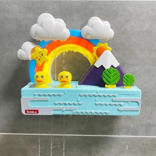 Baby Bath Toys Ducks Electric Rainbow Shower Pipeline Toys with Lighting Music Bathroom Educational Water Game Toy for Children