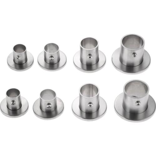 DRELD 2pcs Stainless Steel Wardrobe Closet Rod Flange Bracket Hanger Clothes Rod Seat Hanger Pipe Tube Holder 19/22/25/32mm