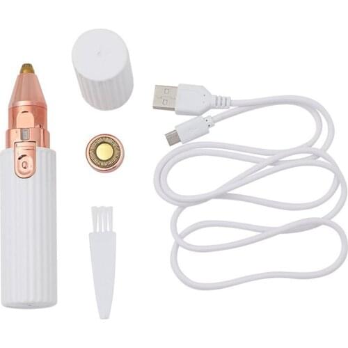 2-in-1 Electric Eyebrow Trimmer Female Body Epilator Mustache Facial Hair Removal Painless Mini Shaver
