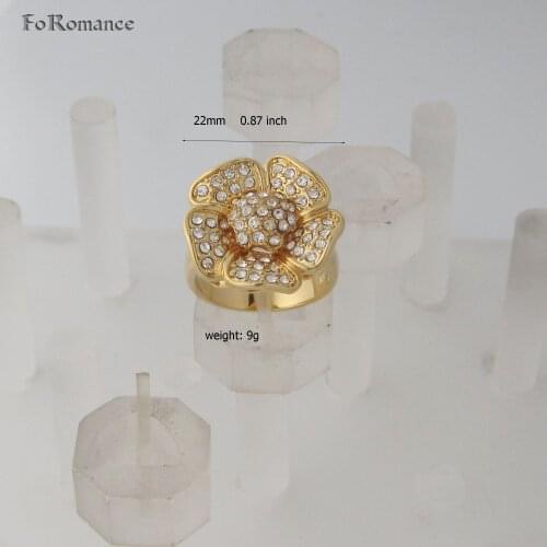 FoRomance / YELLOW GOLD OVERLAY GP VIVID FLOWER HIGH SHINNING CZ STONE RING THE FLOWER IS KIND IN ROUND SHAPE SIZE 8 9 11