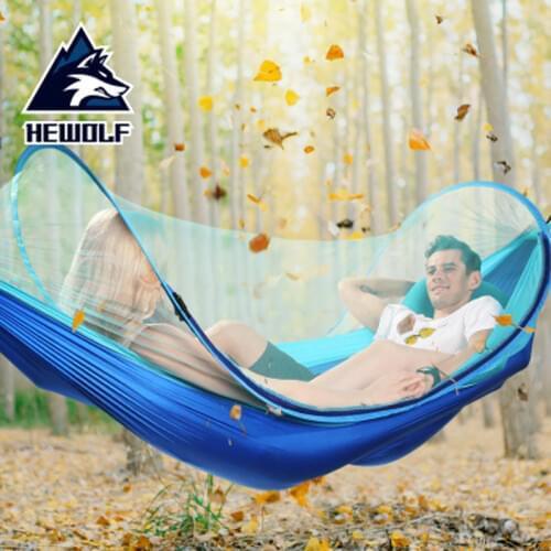 Hewolf Outdoor Hammock Double Persons Ultralight Camping Hammock Mosquito Net Hammock Breathable Widened Camping Beach Park Rest