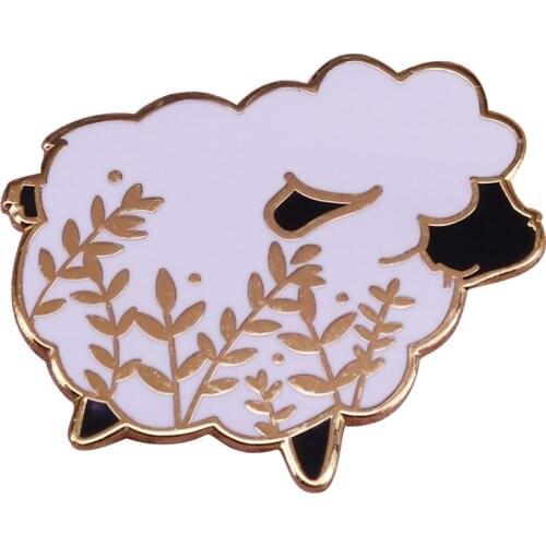 Kawaii sheep brooch flower art badge cute animal lover gift creative jackets hat accessory