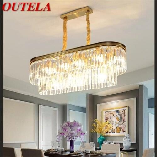 OUTELA Chandelier Gold Luxury Oval Pendant Lamp Postmodern LED Lighting Fixture for Home Living Dining Room