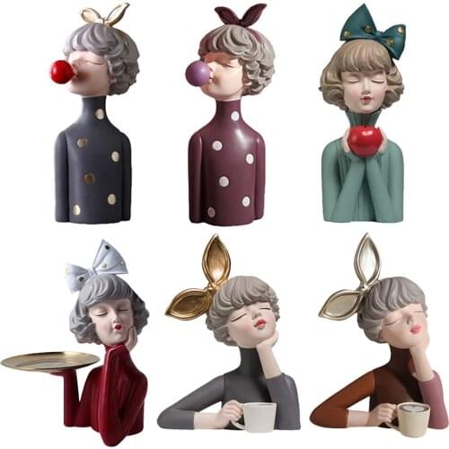 Fashion Birthday Gift Blowing Bubble Girl Statue Home Decoration Accessories Room Decor Nice Gift For Girlfriend Wife