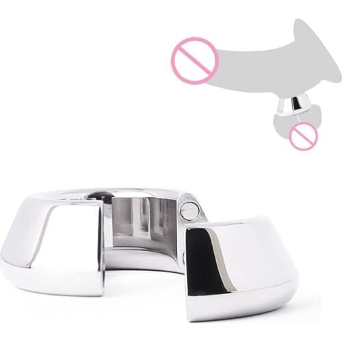 Easy Use For Men Load Weight Training Ring Metal Ball Stretcher Scrotum Stainless Steel Penis Ring Lock Delay Ejaculation Adult