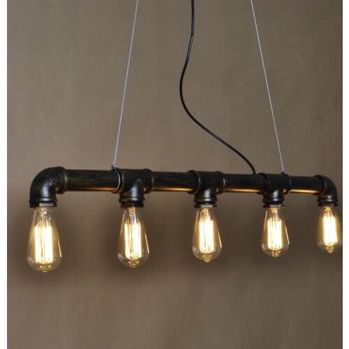 Clothing store pendant lights Water pipes Iron Cafe bar Living room restaurant personality pendant lamp 5 heads ZA