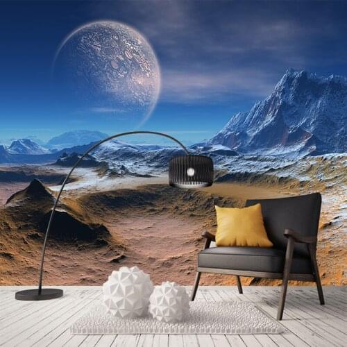 Custom Large 3D Modern Starry Sky Moon Nature Paintting Wallpaper Art Poster Restaurant Clubs KTV Bar Ceiling Mural Home Decor