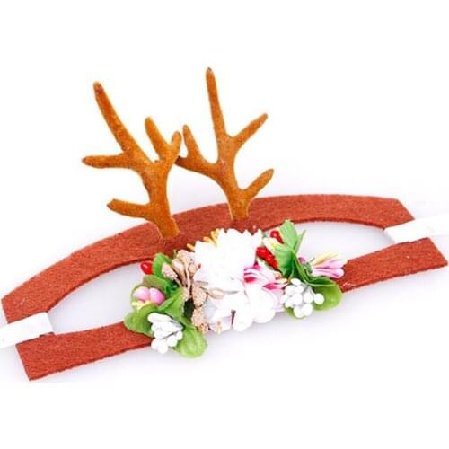 Christmas Antlers Headband Pet Headdress Flowers Pets Hair Band Hat Xmas Festival New Year For Cat Dog Decorations
