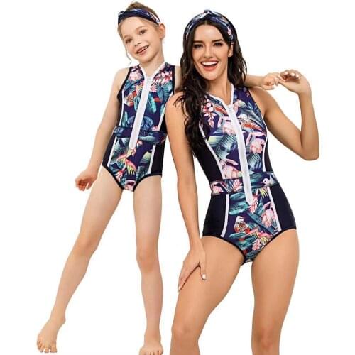 Family Swimsuits One-Piece Mother Daughter Matching Swimwear Mommy and Me Bikini Dresses Clothes